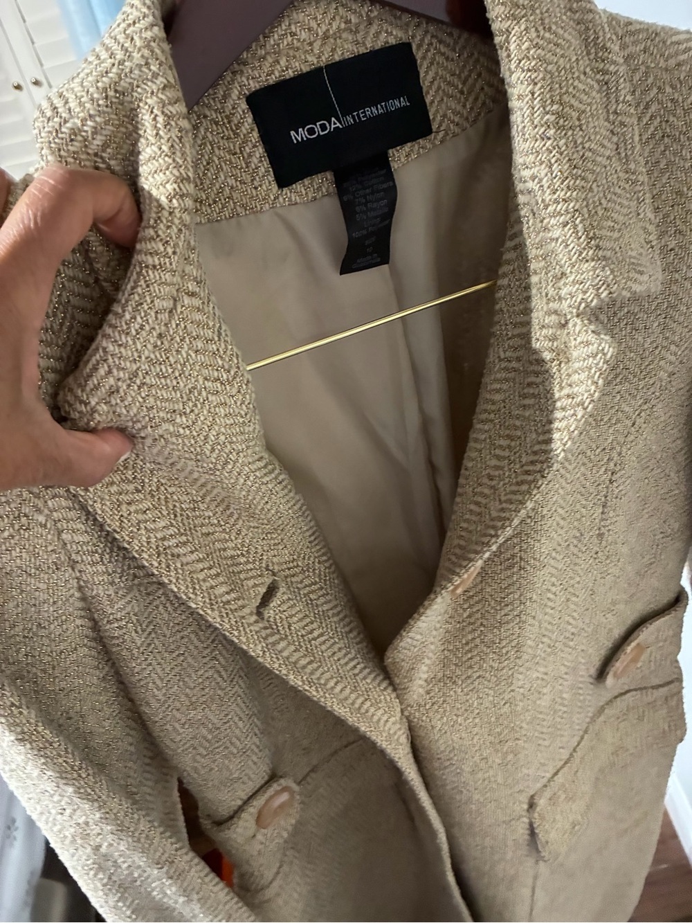 Moda International Cream Tweed Blazer Jacket